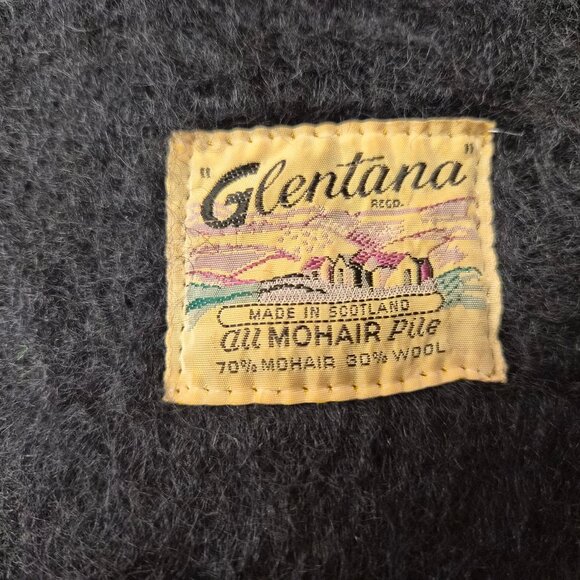 Vintage Glentana Mohair Wool Scarf Scotland Black Hygge Rare Hygge Grandpa - Picture 2 of 4